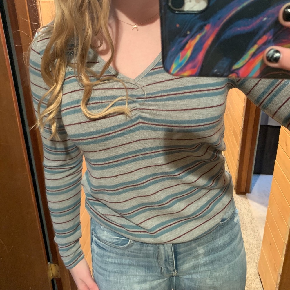 long sleeve stripped top